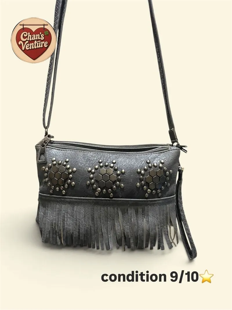 Vintage Fringe Studded Crossbody Bag photo 1