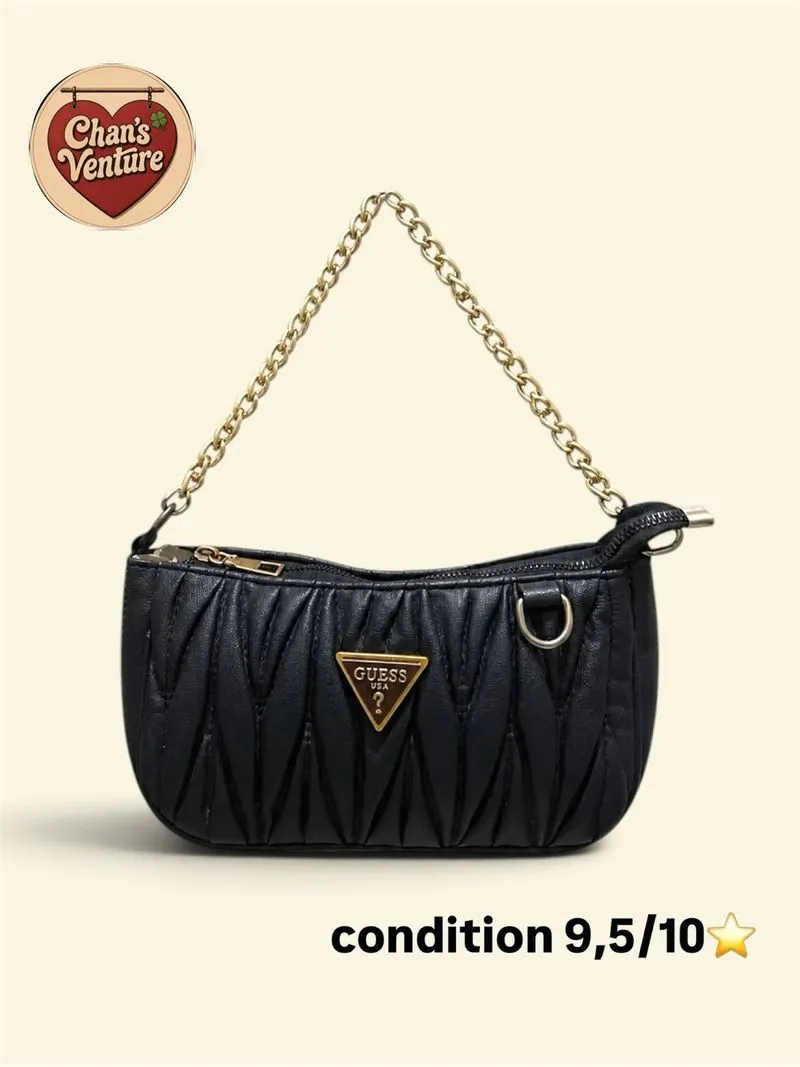 Vintage Guess Ruched Chain Baguette Bag photo 1