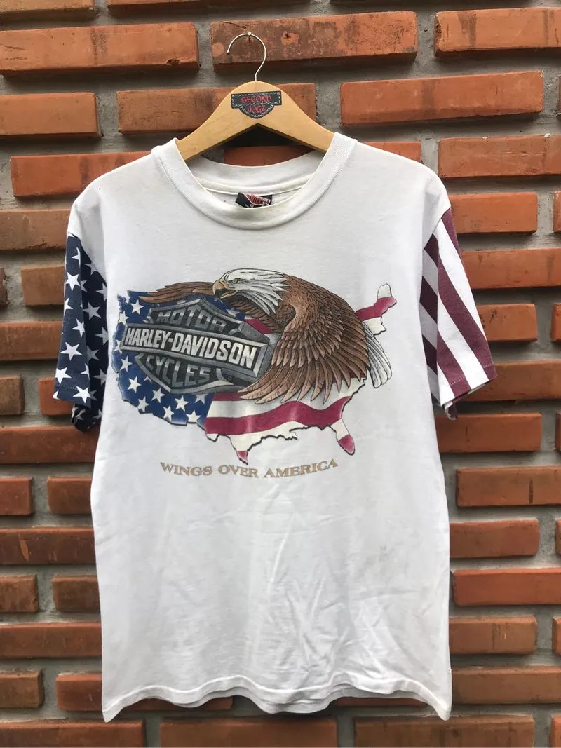 Tshirt Vintage Harley Davidson America Flag Ohio  photo 1