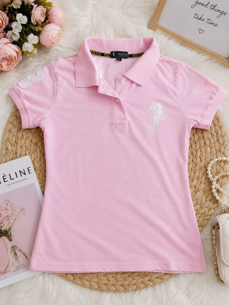 Polo Shirt Wanita Pink Basic photo 1