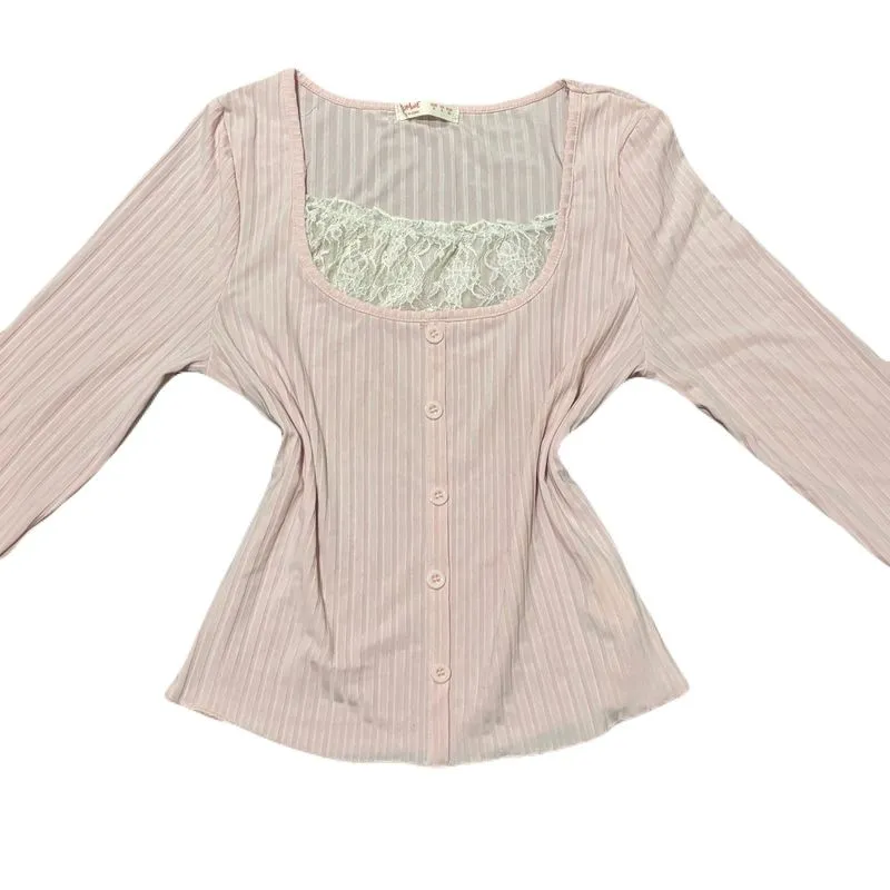 Lolita Coquette Blouse Wanita white pink photo 1