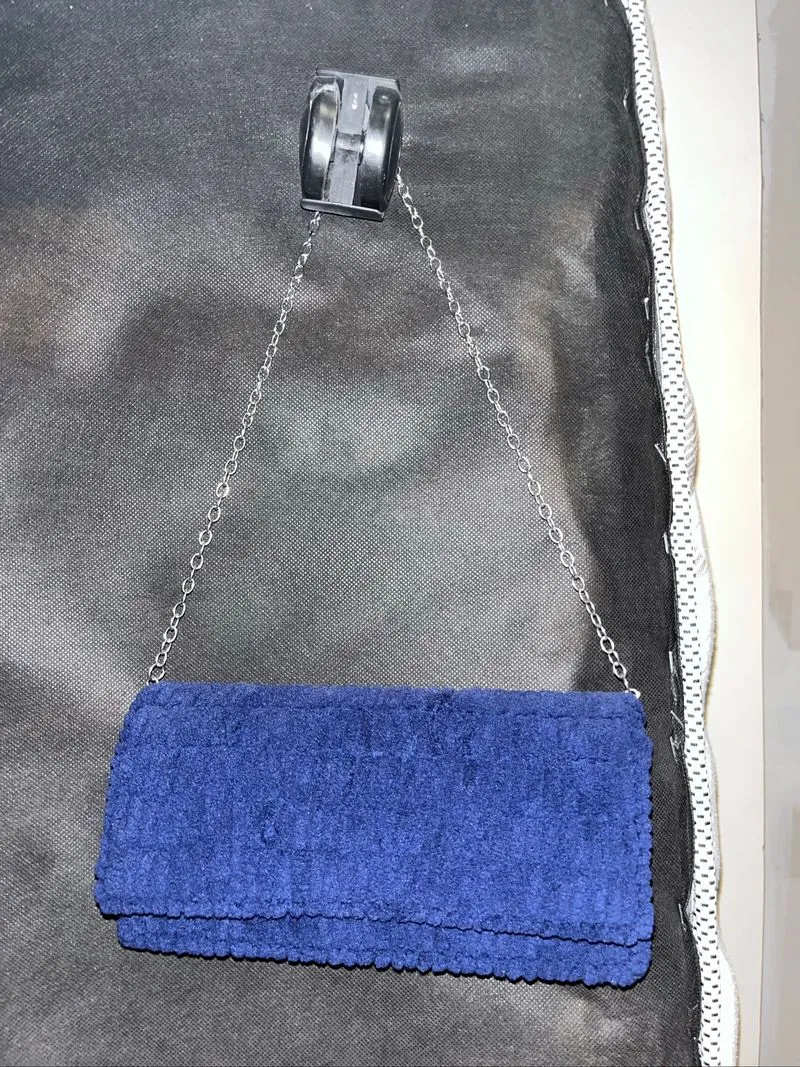navy handmade purse photo 1