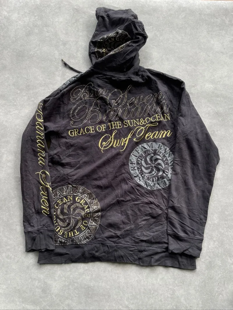 Y2k RhineStone Banana Seven Tribal Full Print Double Zipper  photo 1