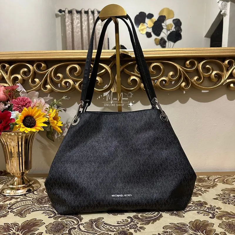 Michael Kors Hobo Signature Shoulder Bag Black Preloved photo 1