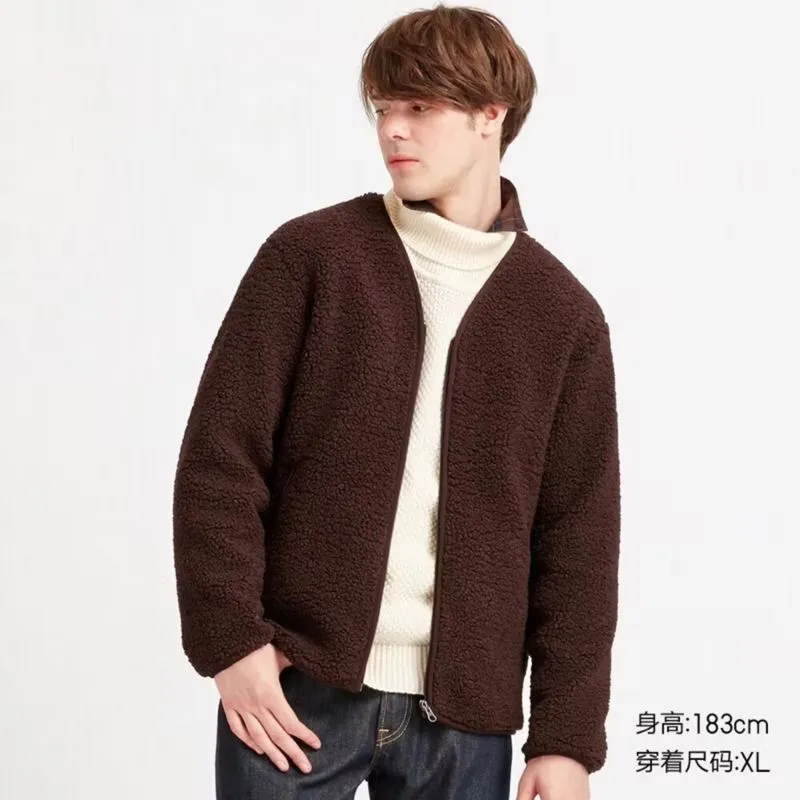 Cardigan Global Uniqlo Sherpa Coklat Tua photo 1