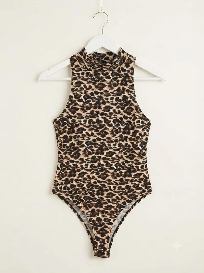 Leopard Healter neck bodysuit photo 1