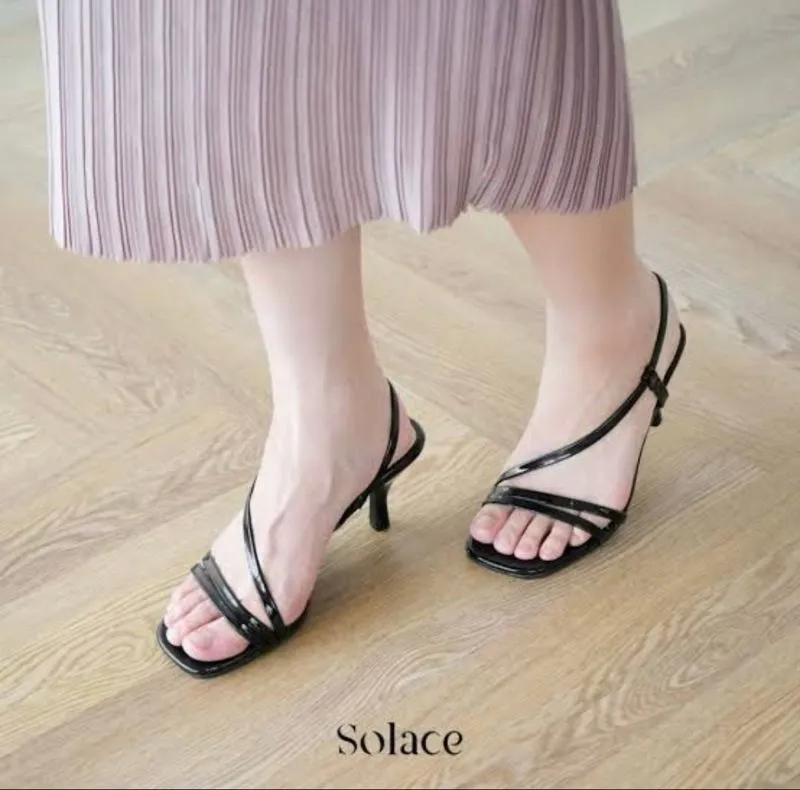 Solace strappy black high heels glossy  photo 1