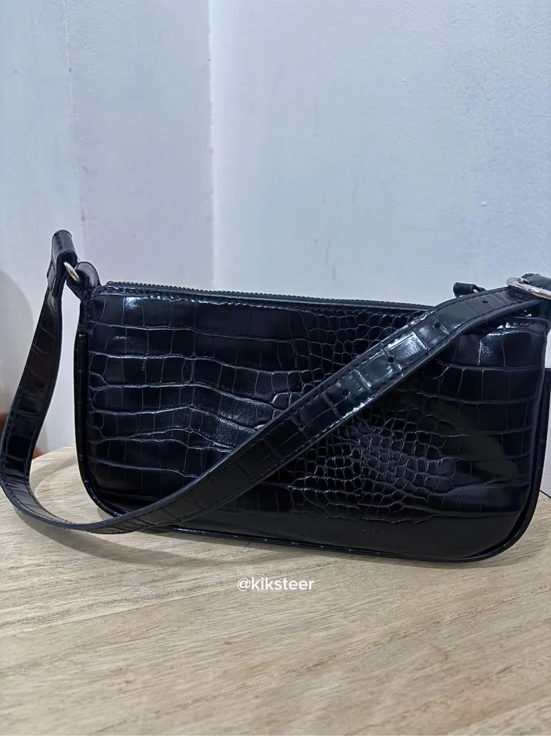 Black Croc Shoulder Bag Elegant photo 1