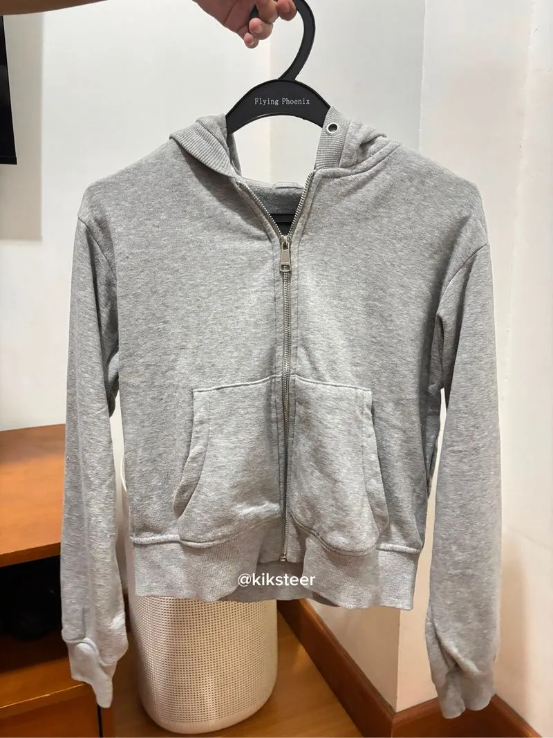 Hoodie Zip Basic Abu Light Grey   photo 1