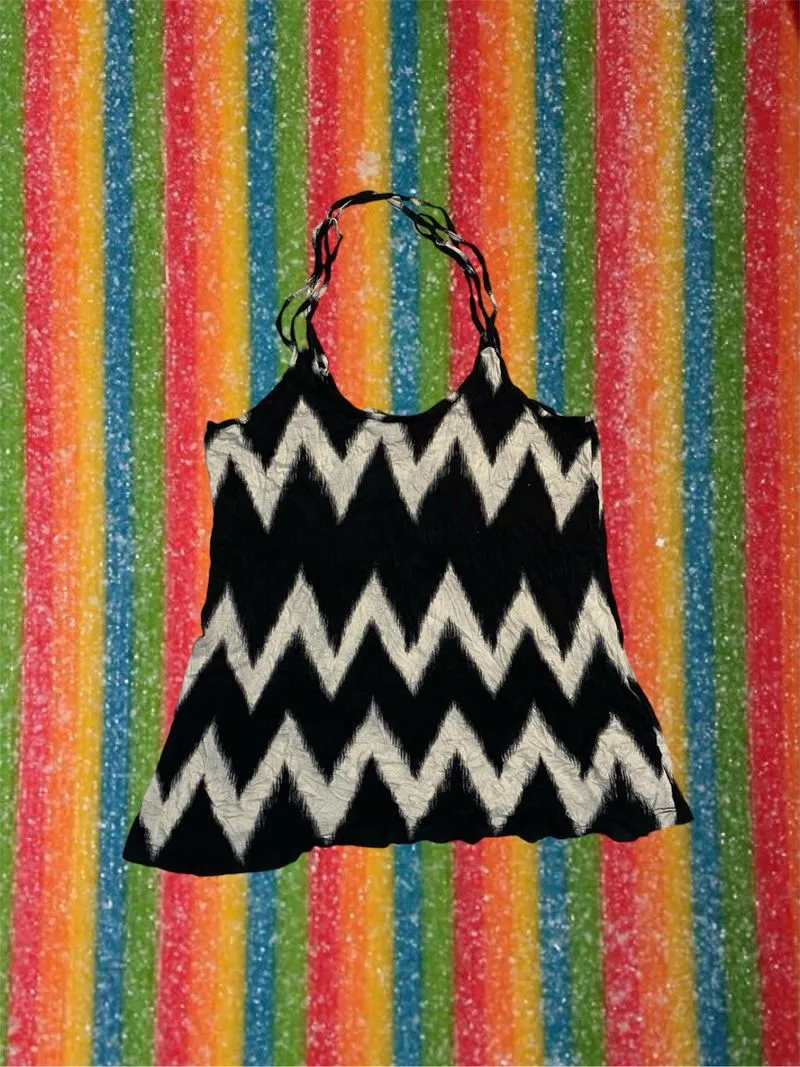 H&M Black And White Strappy Summer Top Festival Holiday photo 1