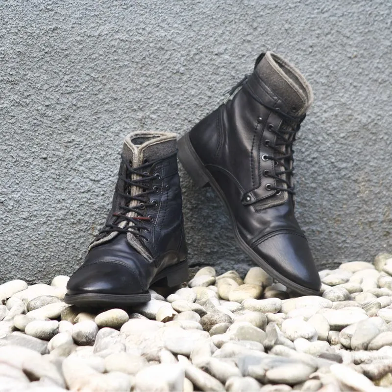 ZARA Man Leather Lace-up Combat Boots | EUR 44 | Black | No  photo 1