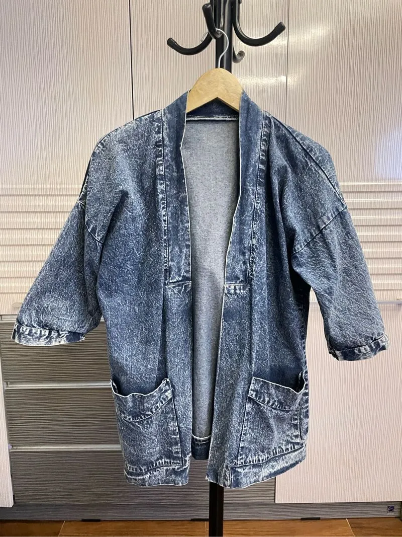 Y2K Casual Denim jacket Wanita blue photo 1