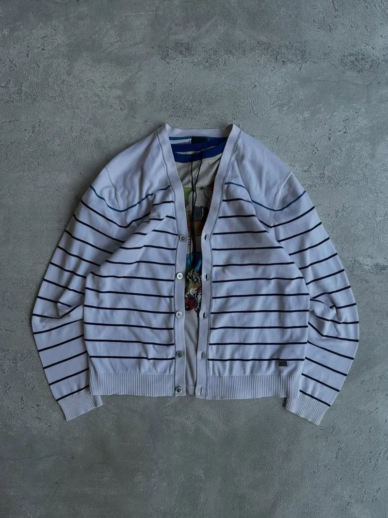 Henry Cotton’s cardigan basic stripe pattern knit sweater photo 1