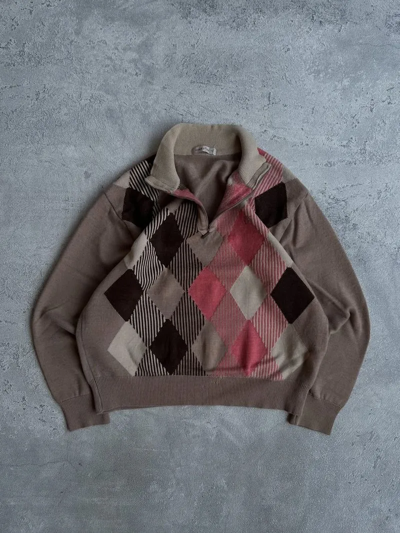 Sebastian knitwear vintage pattern half zipper grandpa sweat photo 1