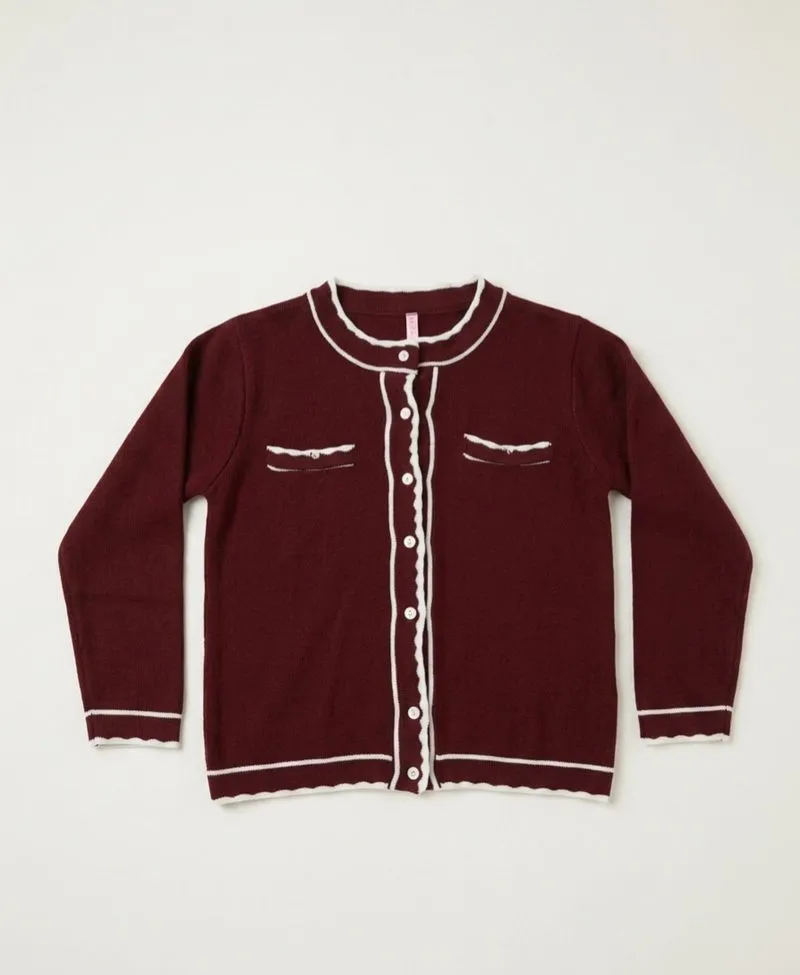 [PRELOVED]  Knitwear Cardigan  - Maroon / Burgundy photo 1