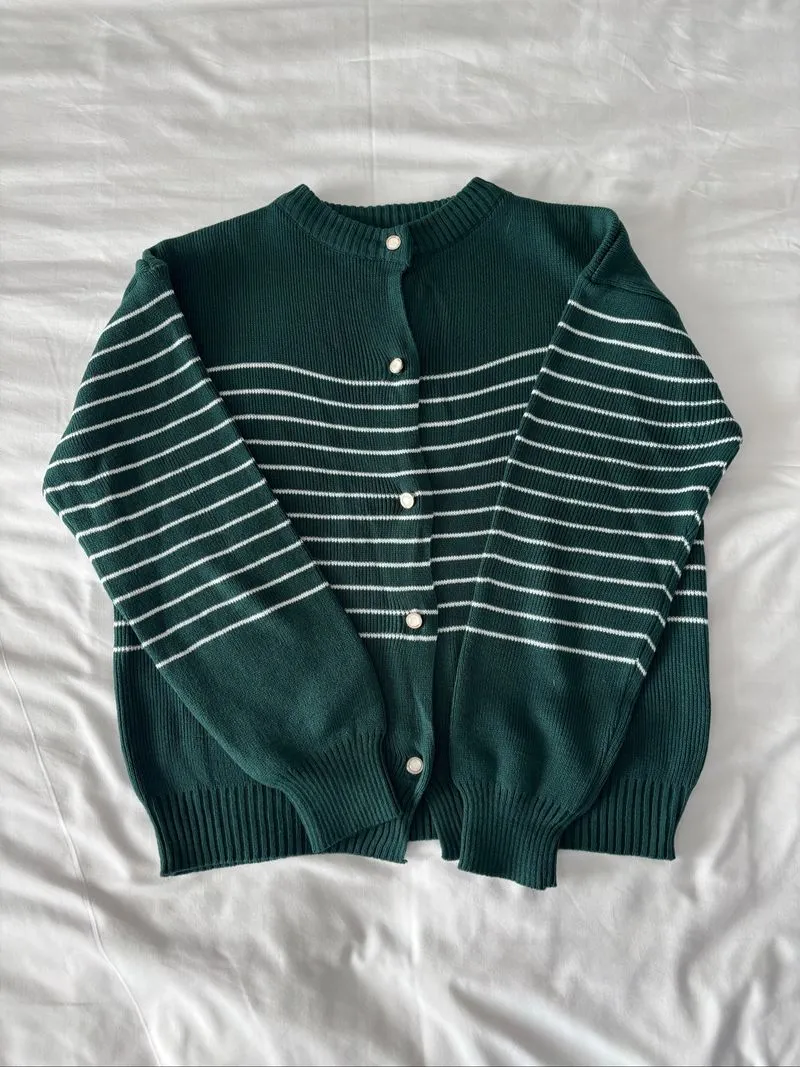 cardigan dark green stripes photo 1
