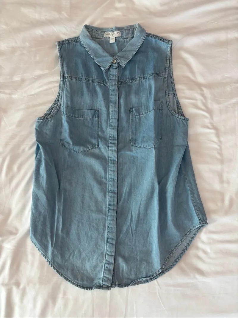 cotton on denim top sleeveless photo 1