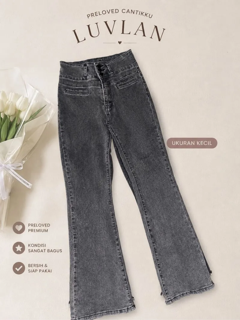     High Waist Jeans Grey Wash – Celana Jeans Wanita Model S photo 1
