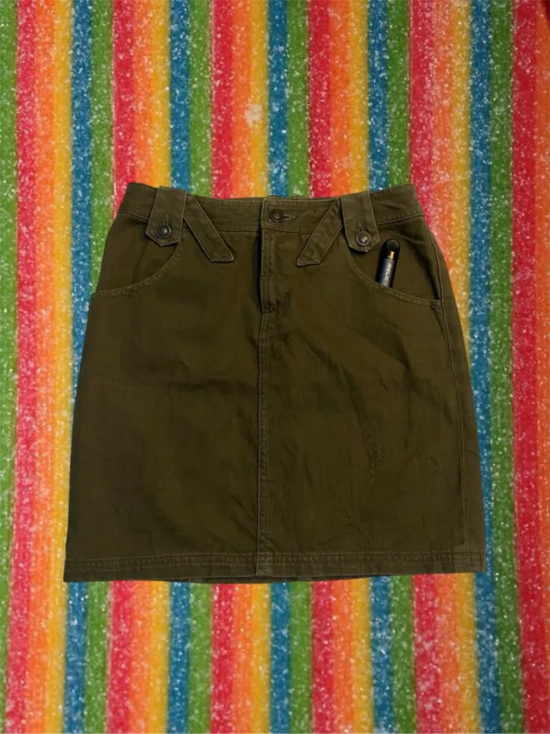 Eagle coat of arms ladies military green Y2k utility skirt photo 1