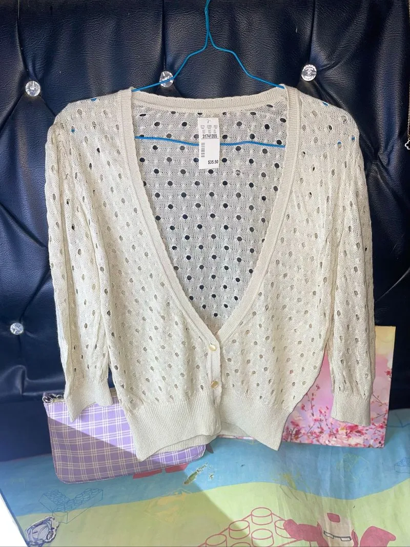 Kardigan Rajut Jaring Menerawang (Sheer Open-Knit / Pointell photo 1
