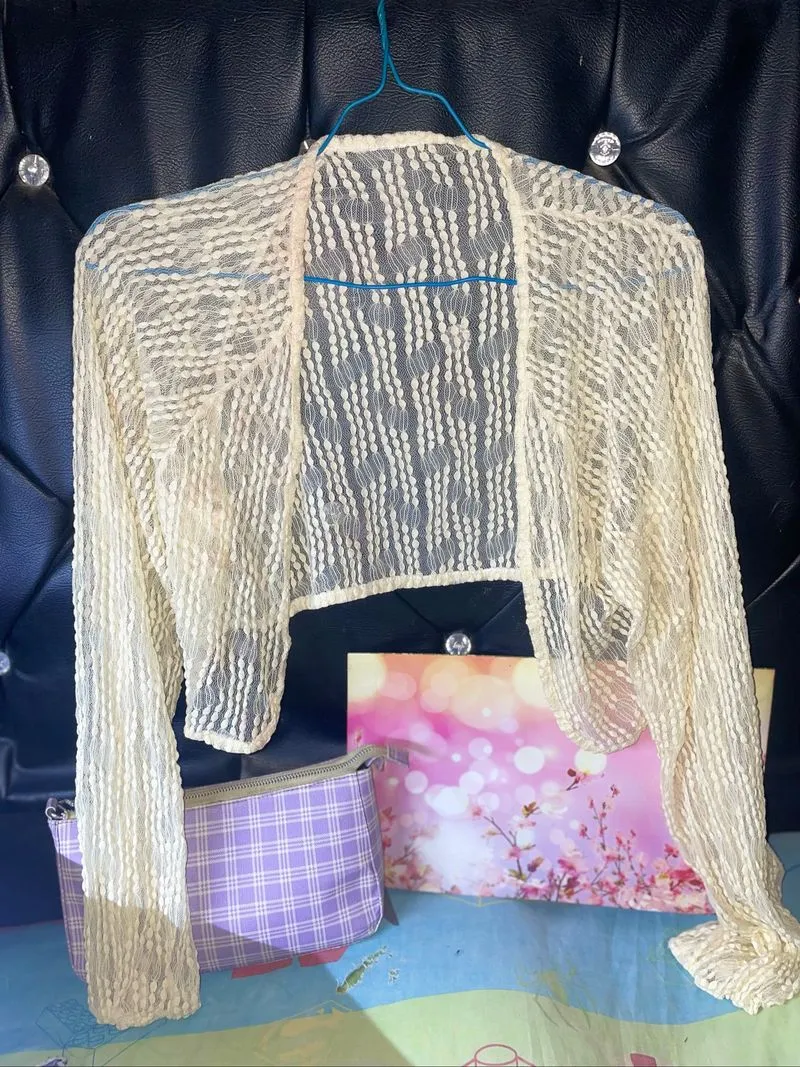Cardigan Bolero Rajut Transparan Bermotif berpotongan pendek photo 1