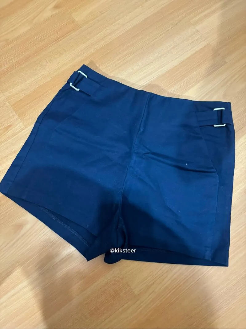 Shorts Navy Highwaist Buckle Elegan photo 1