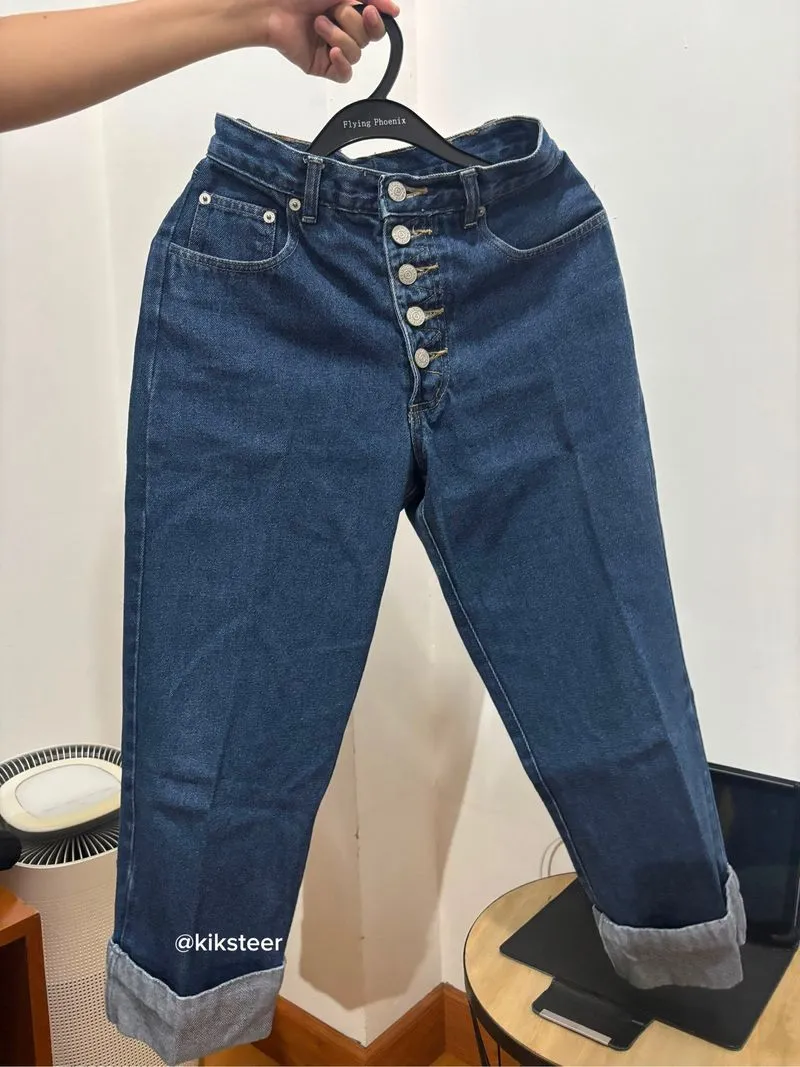 Jeans Highwaist Button Down Wanita Blue Denim photo 1