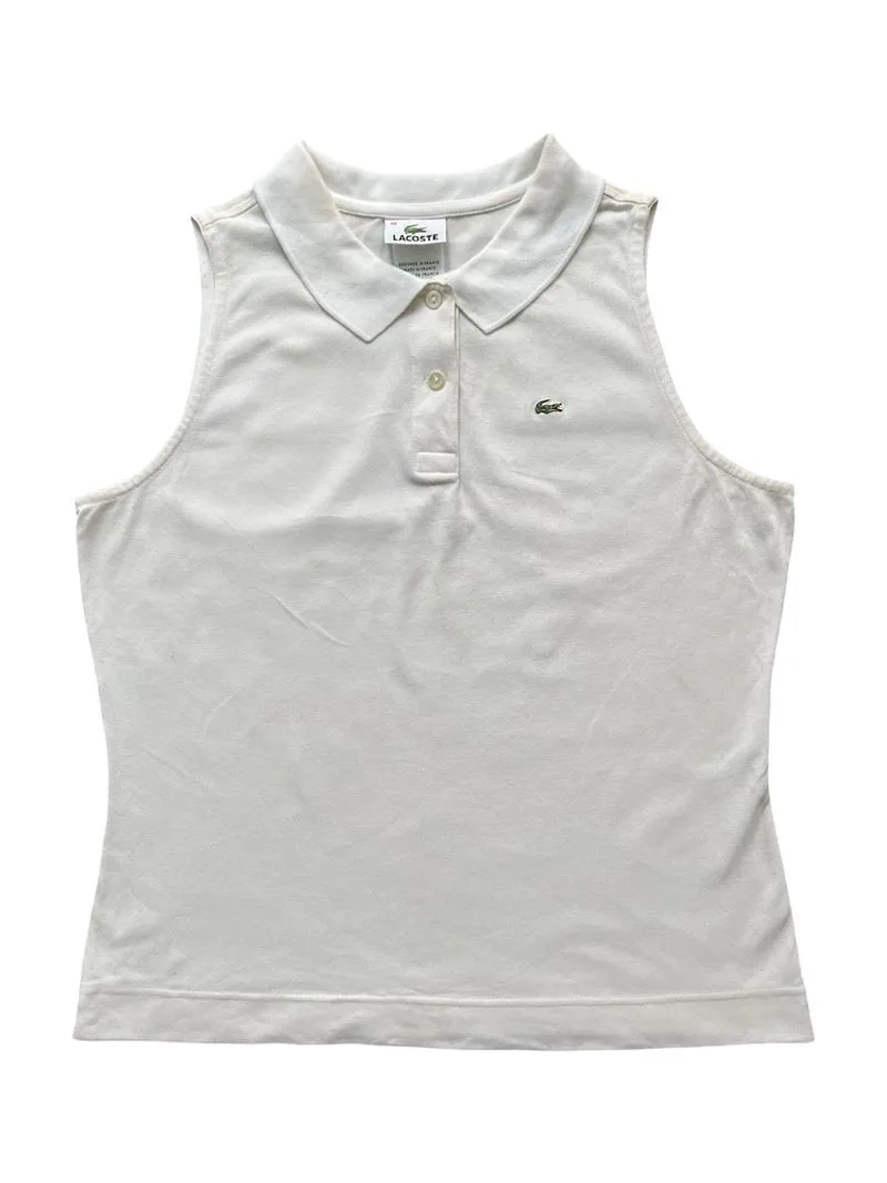 Vintage Lacoste Sleeveless Polo Shirt White photo 1