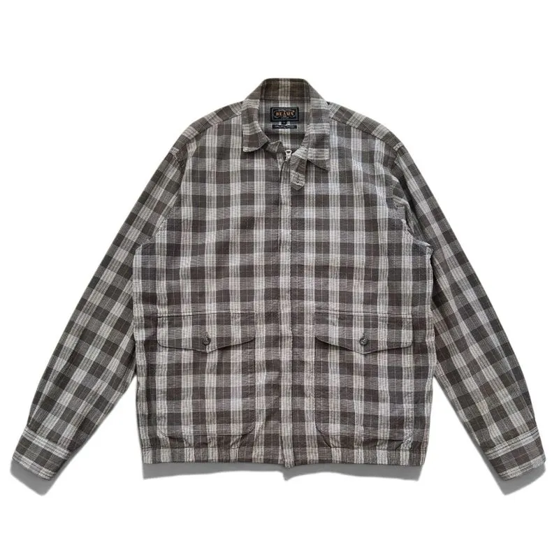 BEAMS+ PLUS ‘Seersucker Check Zip-Up Blouson’ - Size L photo 1
