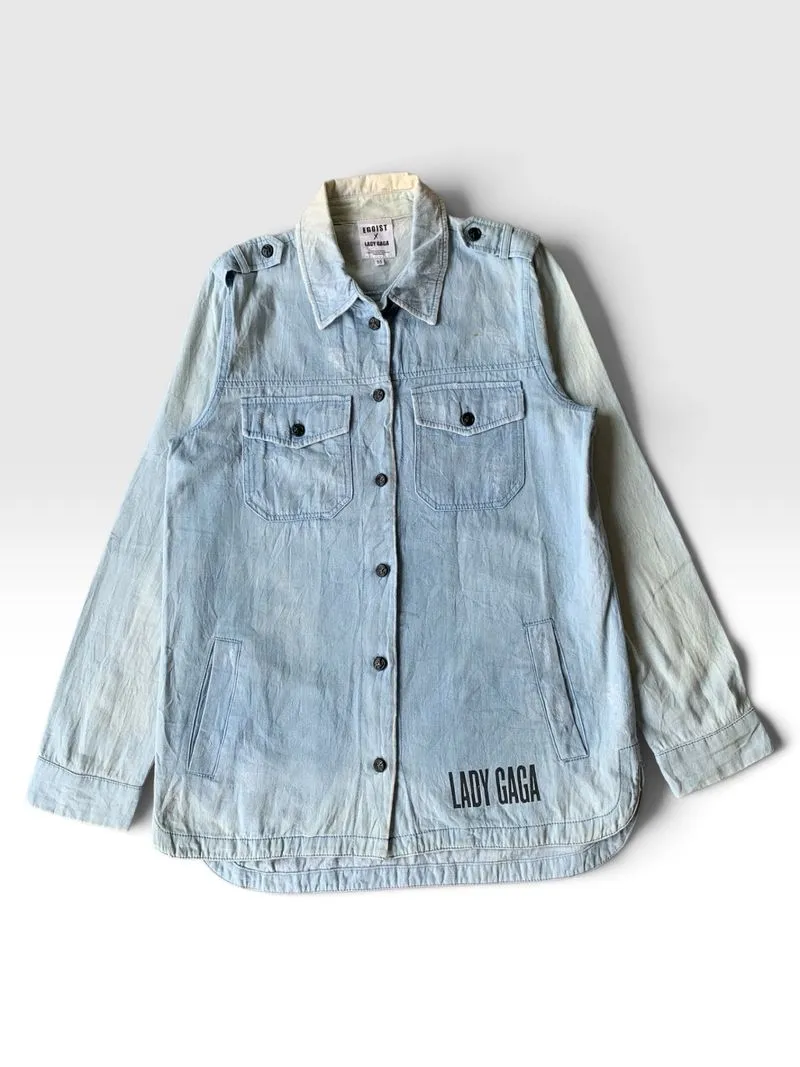 Ripped denim washed shirt egoist x lady gaga photo 1
