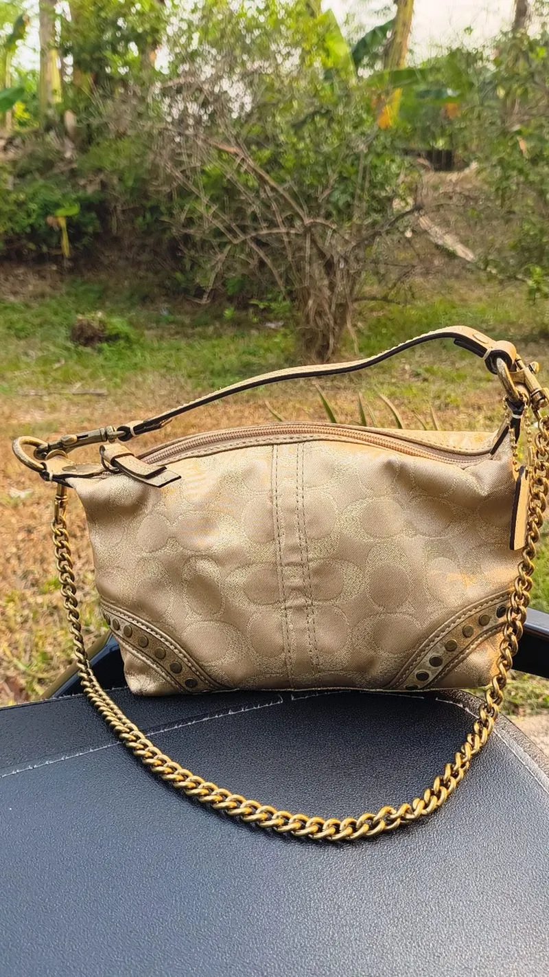 Coach Metallic Golg mini handbag ; purse coach photo 1