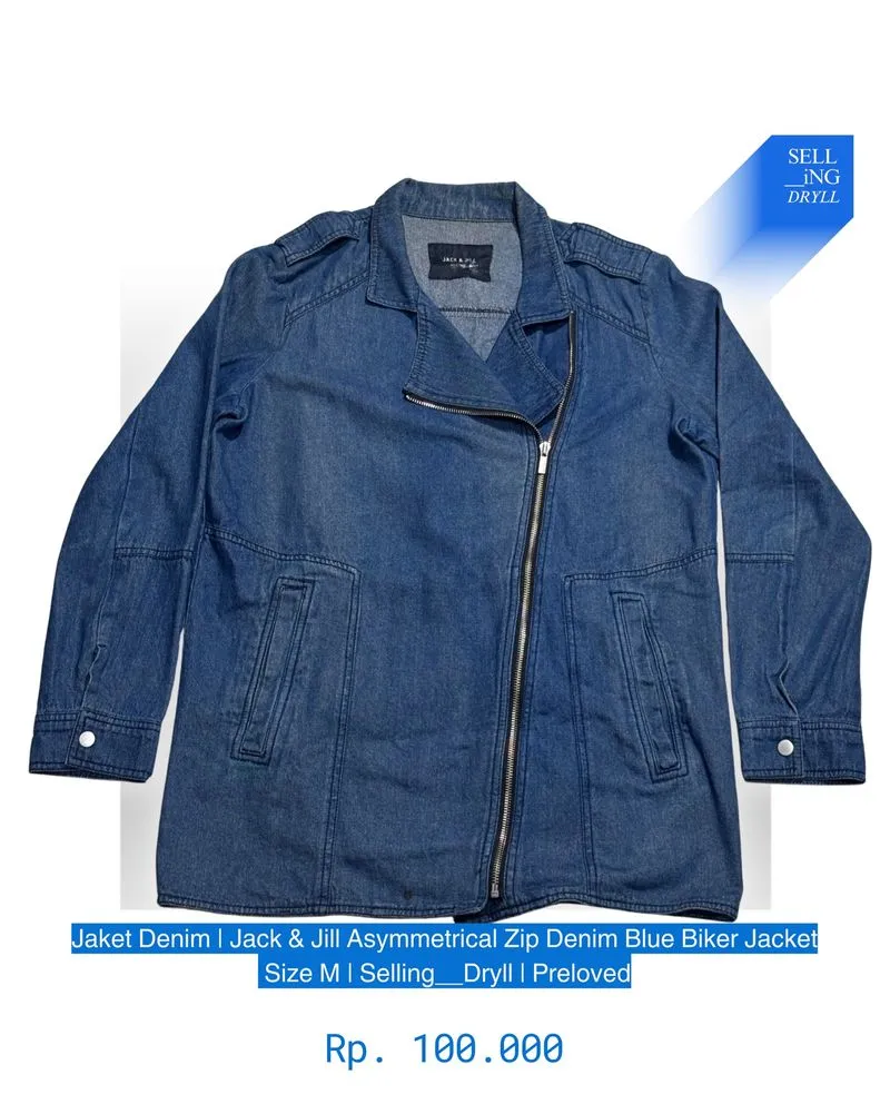 Jaket Denim | Jack & Jill asymmetrical zip denim blue biker  photo 1