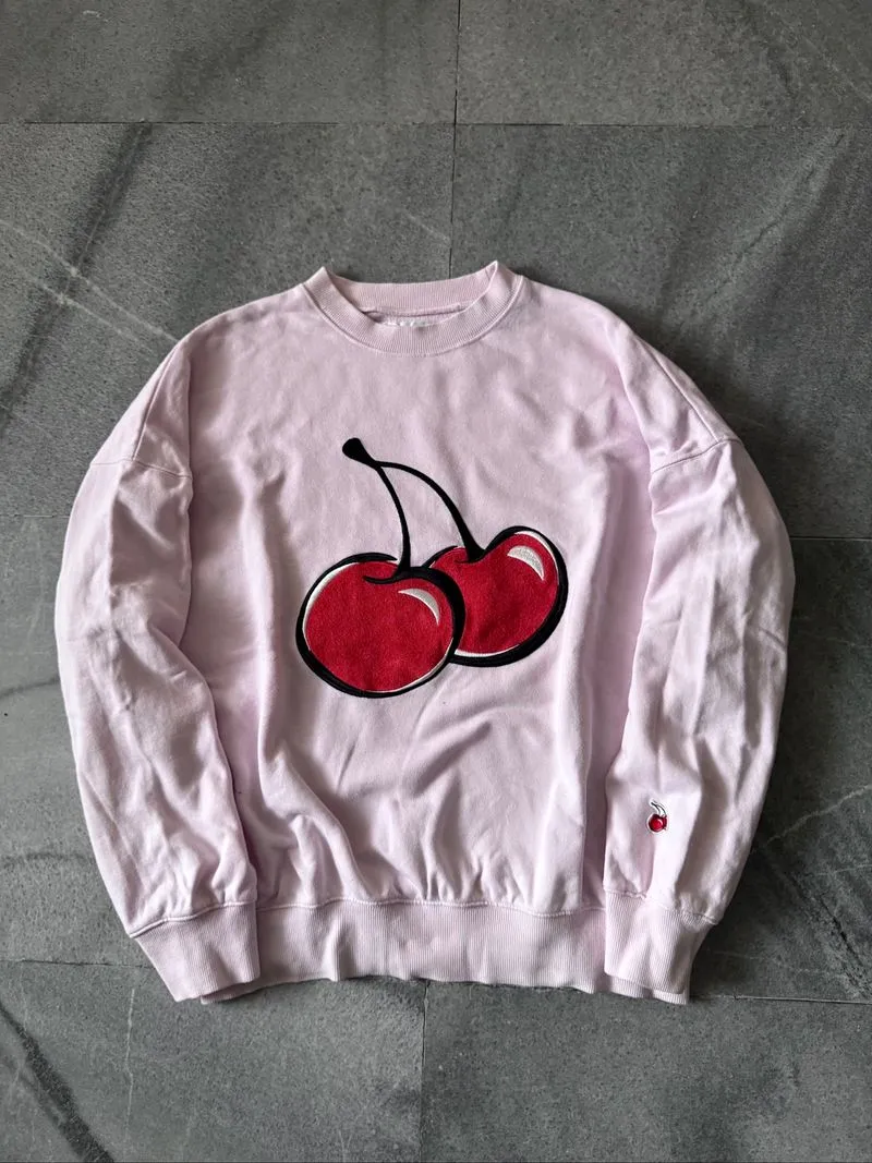Crewneck kirsh big logo bordir soft pink original photo 1