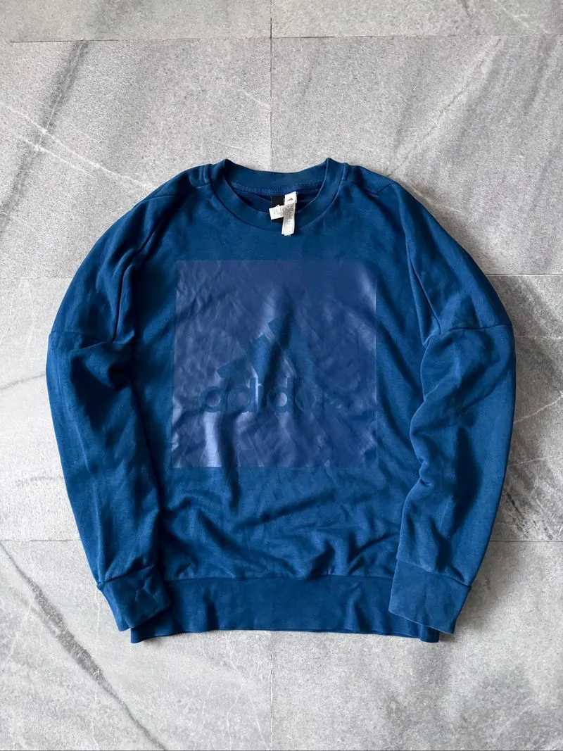 Crewneck Adidas Big Logo blue on blue original photo 1