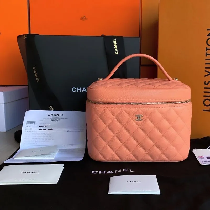 Chane Vanity Peach Caviar Skin RFID Handbag ghw 2022  photo 1