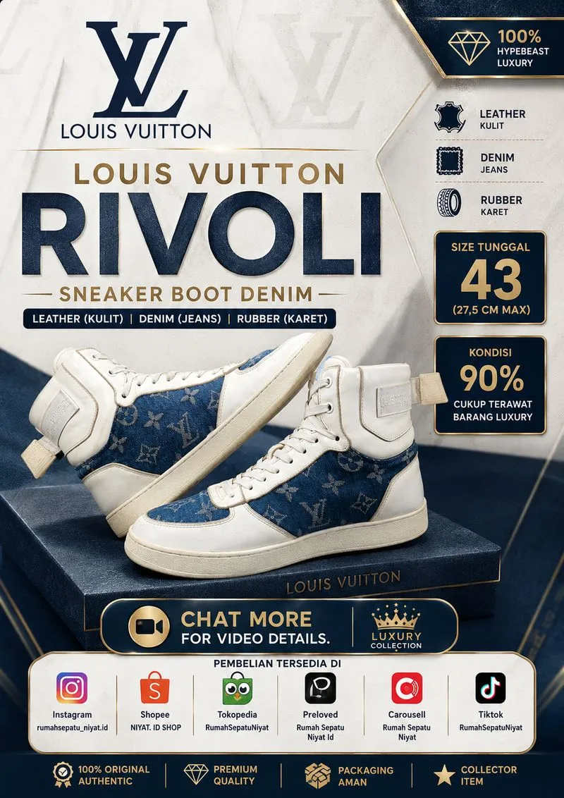 LOUIS VUITTON RIVOLI SNEAKER BOOT DENIM photo 1