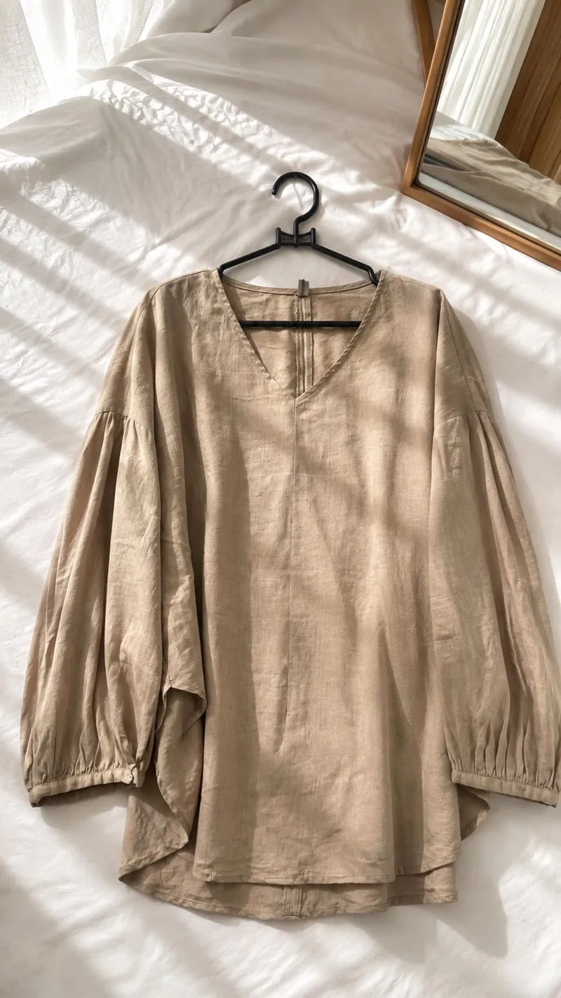 Blouse coklat muda lengan panjang photo 1