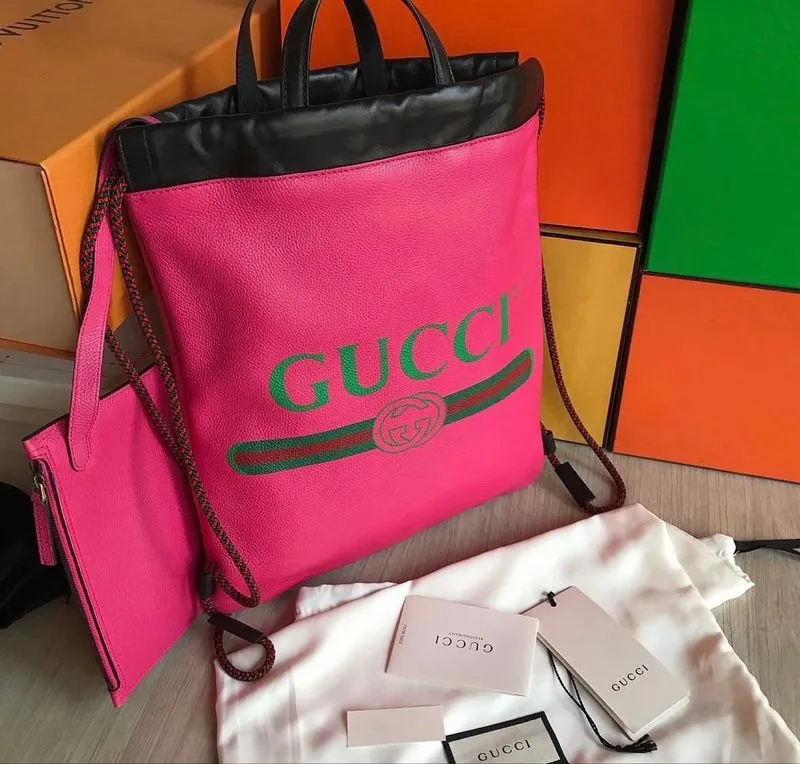 GUCCI DRAWSTRING PRINTED LEATHER BACKPACK photo 1