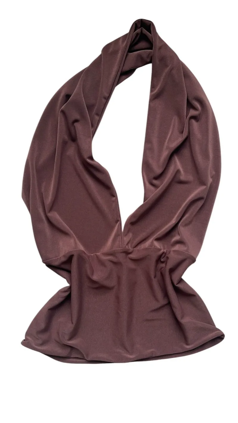 Streetwear Casual Crop top Wanita burgundy brown photo 1