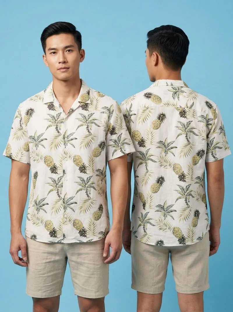 Mammoth Tropical Fruits Banana Pineapple Hawaiian Shirts L photo 1