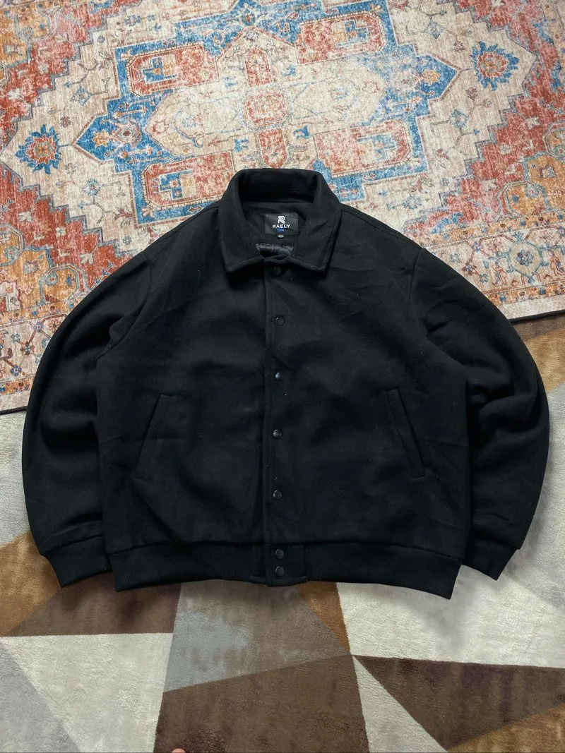 WORK JAKET WOOL RAELY BLACK BASIC BOXY photo 1