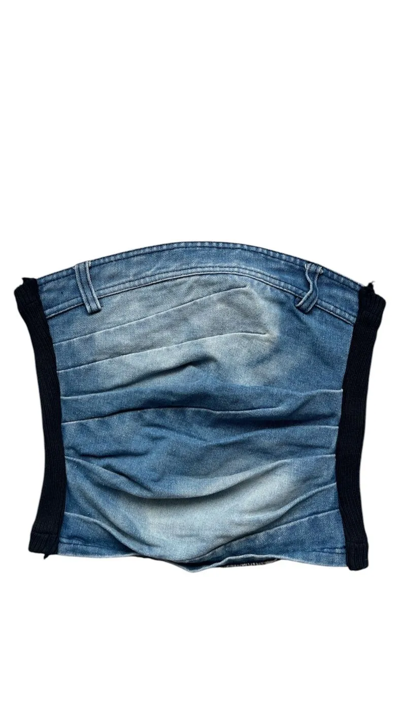 Streetwear Y2K Bandeau top Wanita multicolor blue photo 1