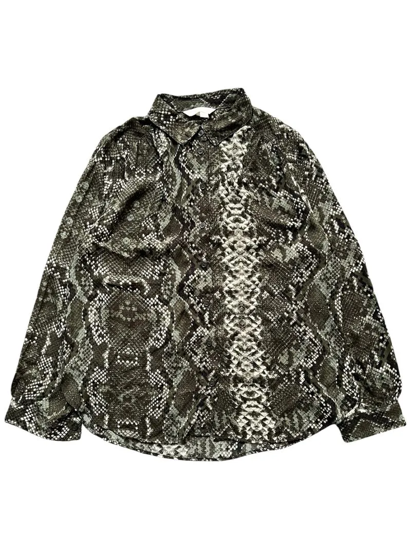 Y2K H&M Snakeskin Print Mesh Top photo 1