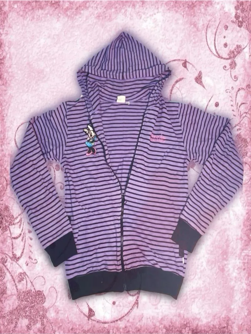 y2k purple striped zip up hoodie jacket  photo 1