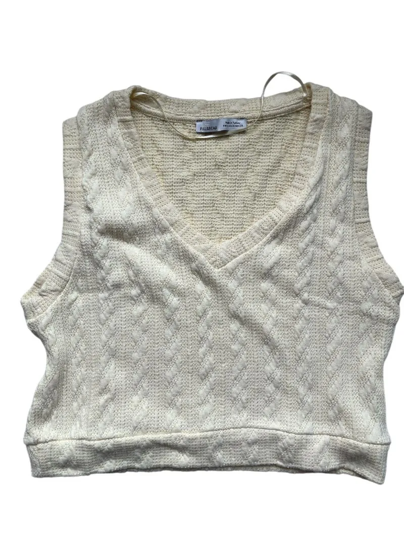 Pull & Bear Indie Casual Vest Wanita cream yellow photo 1