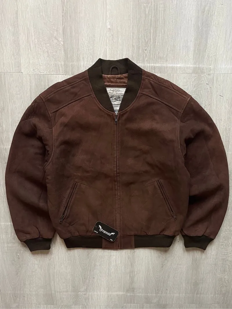Sawyer of Napa Vintage Suede Leather Bomber Jacket photo 1