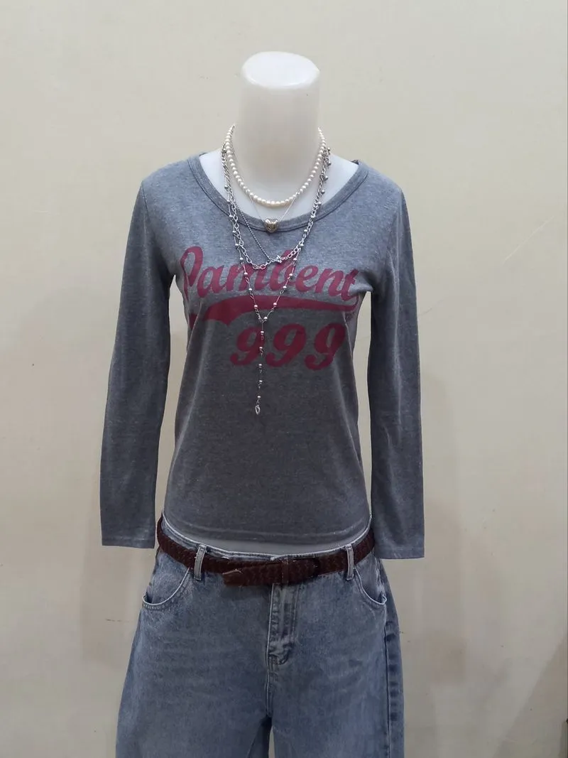 Vintage Grey Graphic Long Sleeve Shirt

 photo 1