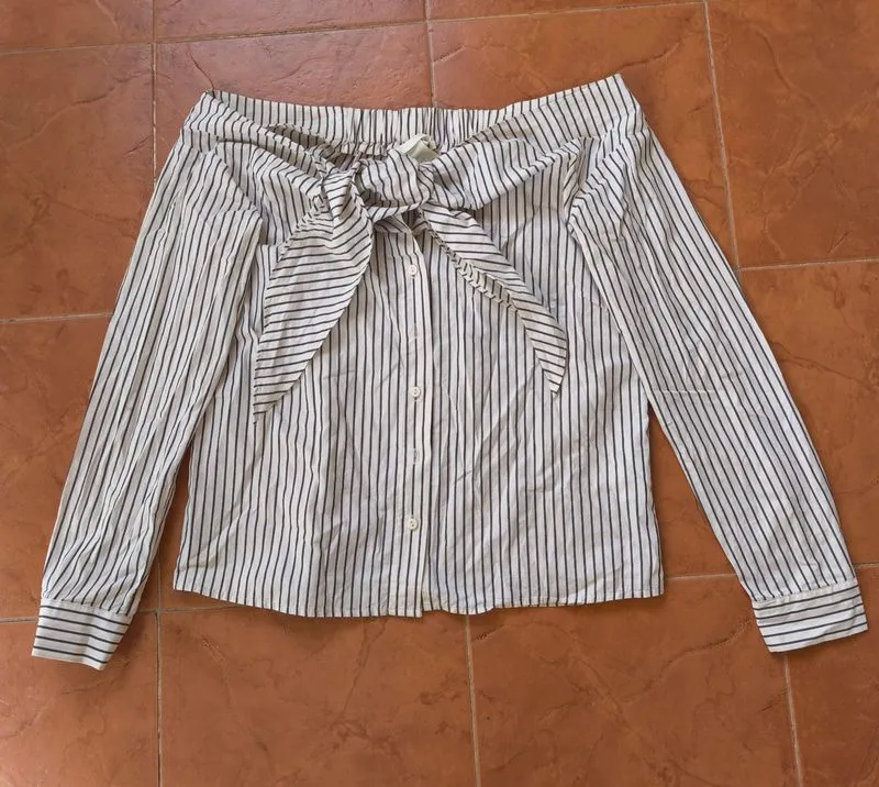 Sabrina top stripes pattern off shoulder H&M photo 1