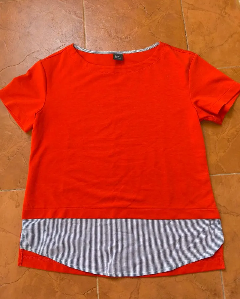 Casual top merah red stripes kombinasi IORA  photo 1