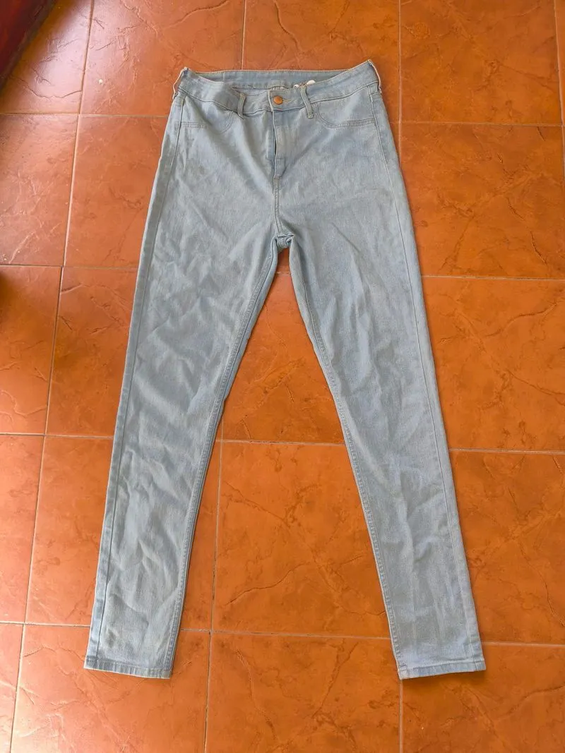 JEANS H & M light  blue grey casual high waist photo 1